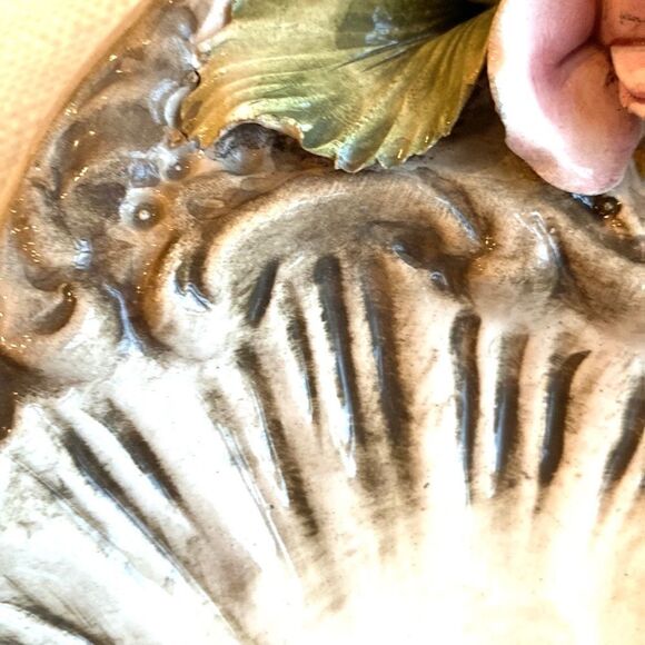 Vintage Capodimonte Oval Dish Ornatr Basket Weave Roses Trinket Candy Dish 9x5.5 - Picture 5 of 16